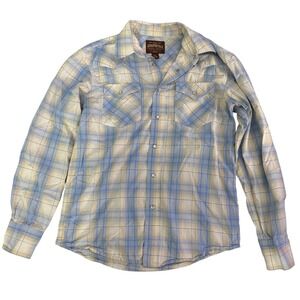 Aeropostale Mens Slim Fit‎ Plaid Snap Front Western Shirt Size S Blue Yellow
